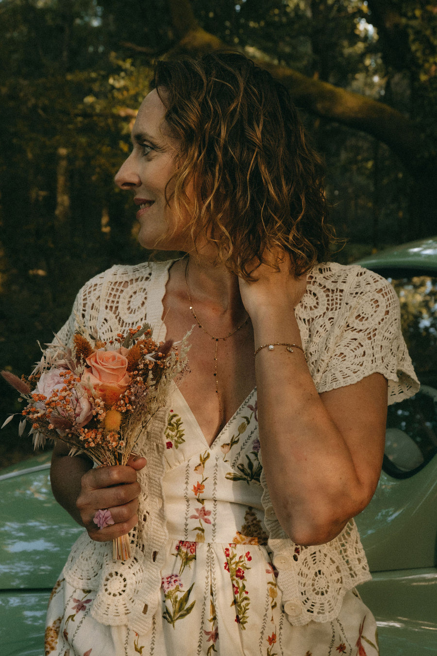 Bouquet de mariée Sunset – Fleurs séchées & pivoines stabilisées – Mocktail Golden Hour