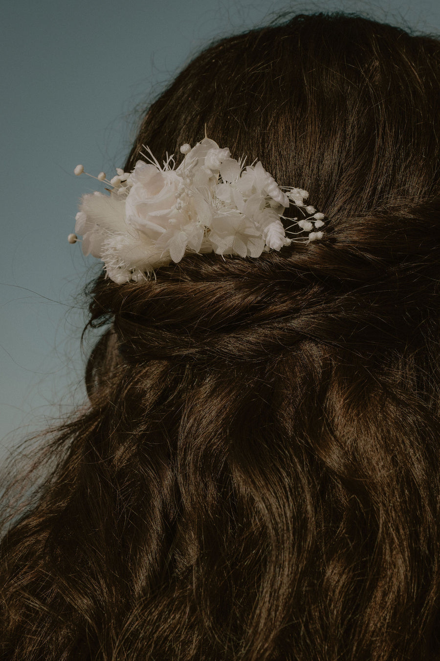 Peigne – Rose stabilisée ivoire & laiton doré – Latte Brume