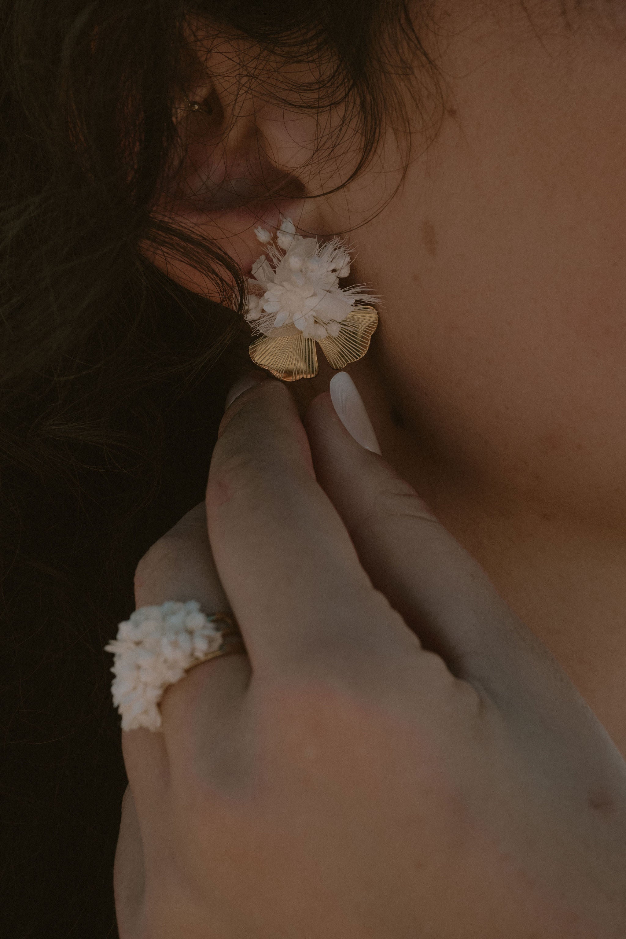 Boucles d'oreilles Ginkgo Brume – Latte Brume
