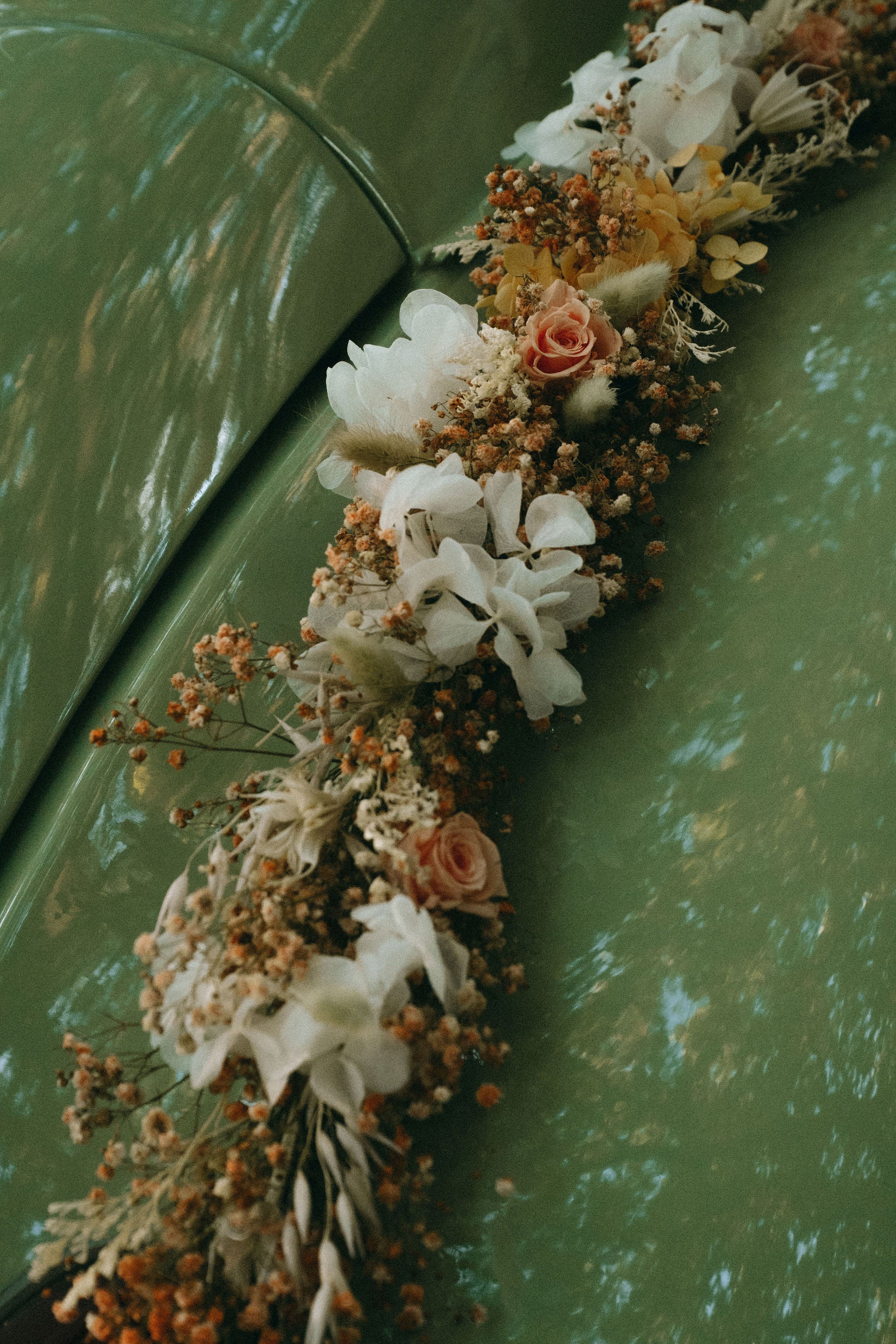 Guirlande de voiture – Fleurs séchées personnalisables – Mocktail Golden Hour