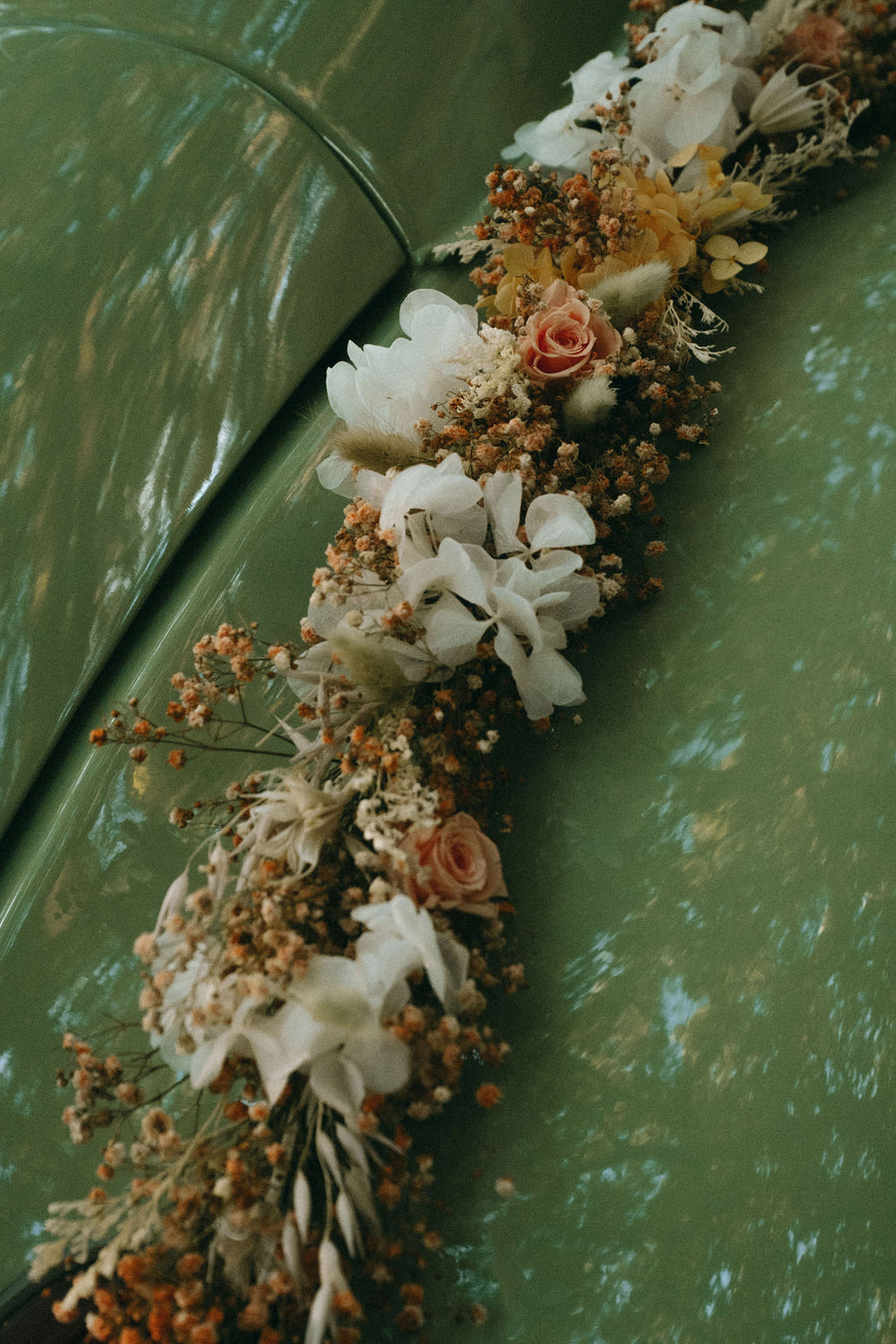Guirlande de voiture – Fleurs séchées personnalisables – Mocktail Golden Hour